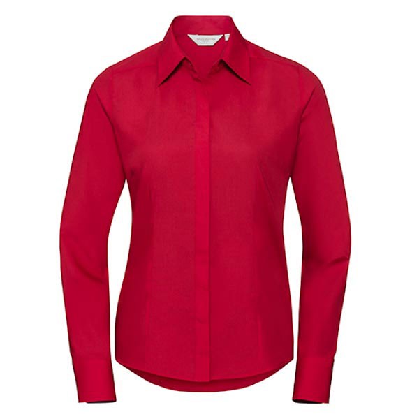 Russell Collection Ladies` Long Sleeve Fitted Polycotton Poplin Shirt Z924F
