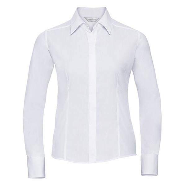 Russell Collection Ladies` Long Sleeve Fitted Polycotton Poplin Shirt Z924F