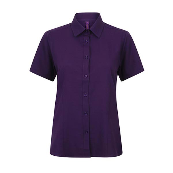 Henbury Ladies` Wicking Short Sleeve Shirt W596
