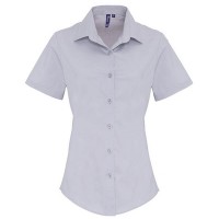 Premier Workwear Ladies Stretch Fit Cotton Poplin Short Sleeve Shirt PW346 Premier Workwear Ladies Stretch Fit Cotton Poplin Short Sleeve Shirt PW346