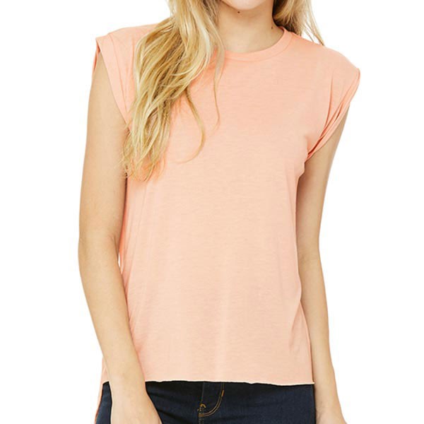 Bella Women`s Flowy Muscle Tee with Rolled Cuff BL8804