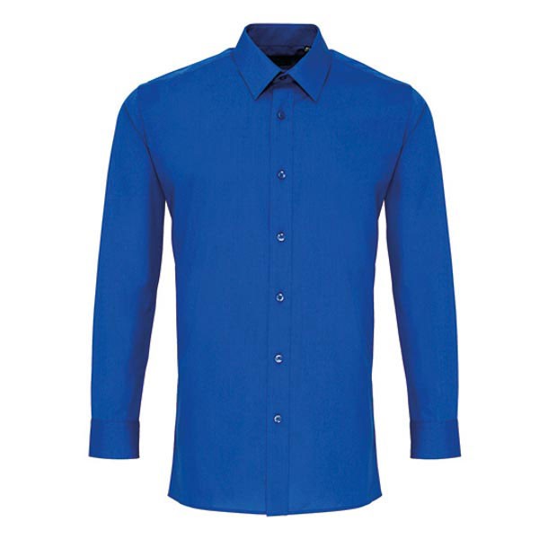 Premier Workwear Men`s Long Sleeve Fitted Poplin Shirt PW204