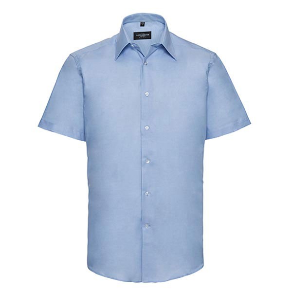 Russell Collection Men`s Short Sleeve Tailored Oxford Shirt Z923