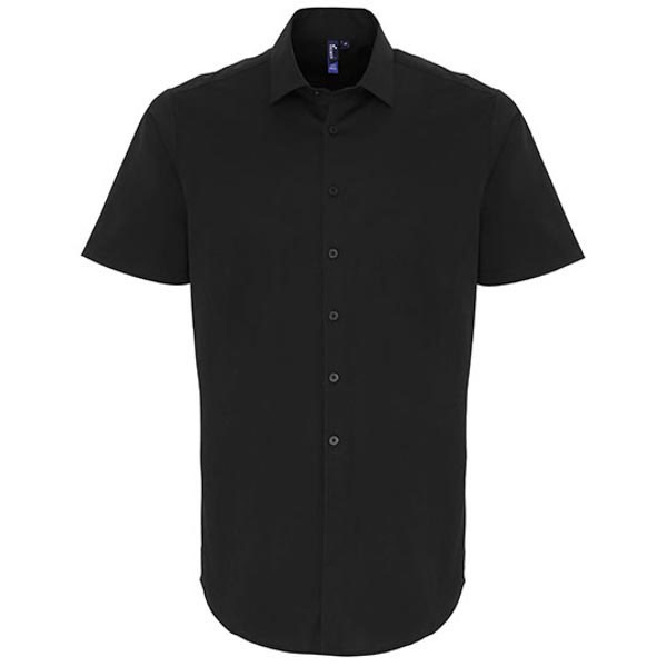 Premier Workwear Mens Stretch Fit Cotton Poplin Short Sleeve Shirt PW246