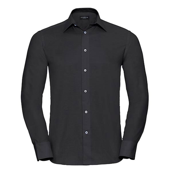 Russell Collection Men`s Long Sleeve Tailored Oxford Shirt Z922