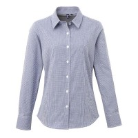 Premier Workwear Ladies` Microcheck Long Sleeve Shirt PW320 Premier Workwear Ladies` Microcheck Long Sleeve Shirt PW320