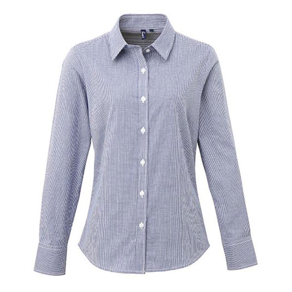 Premier Workwear Ladies` Microcheck (Gingham) Long Sleeve Shirt PW320
