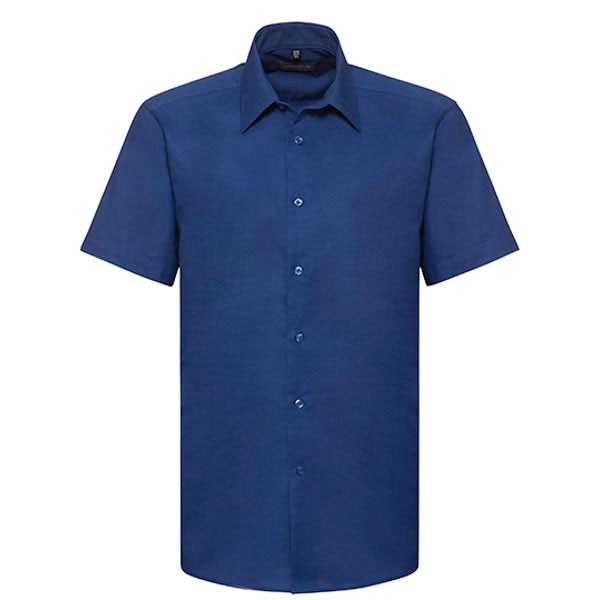 Russell Collection Men`s Short Sleeve Tailored Oxford Shirt Z923