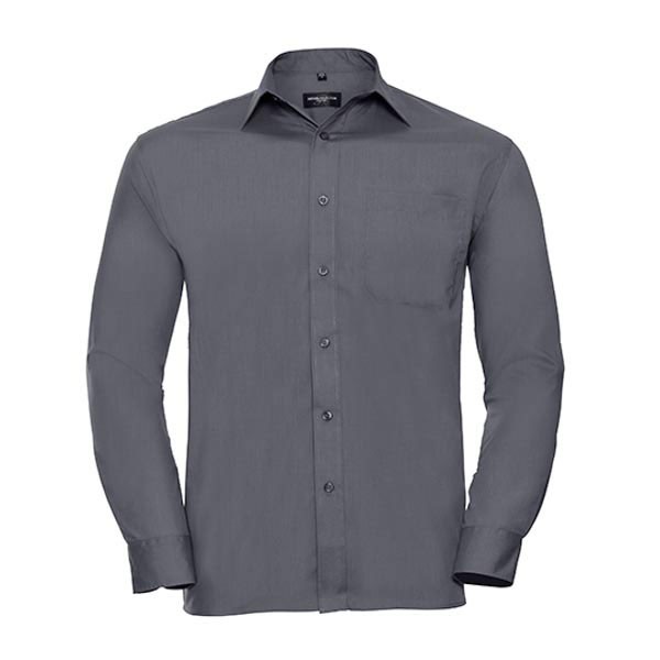 Russell Collection Men`s Long Sleeve Classic Polycotton Poplin Shirt Z934