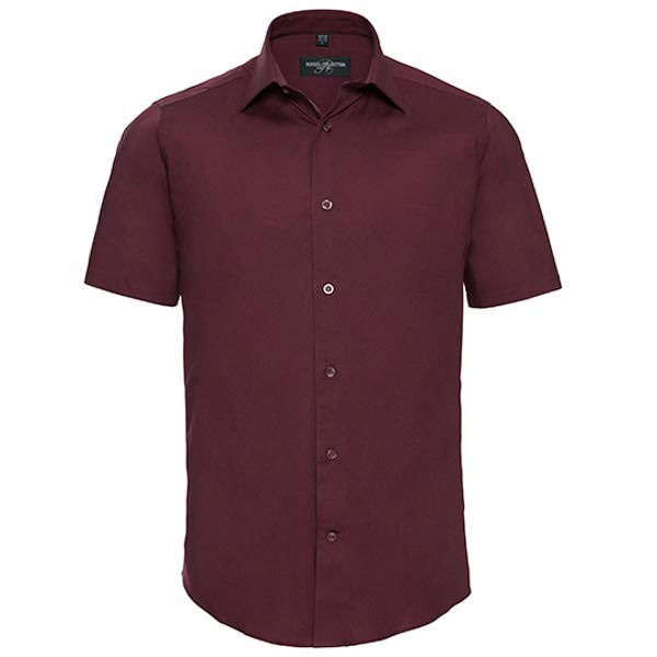 Russell Collection Men`s Short Sleeve Fitted Stretch Shirt Z947