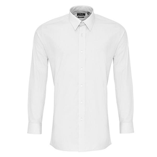 Premier Workwear Men`s Long Sleeve Fitted Poplin Shirt PW204