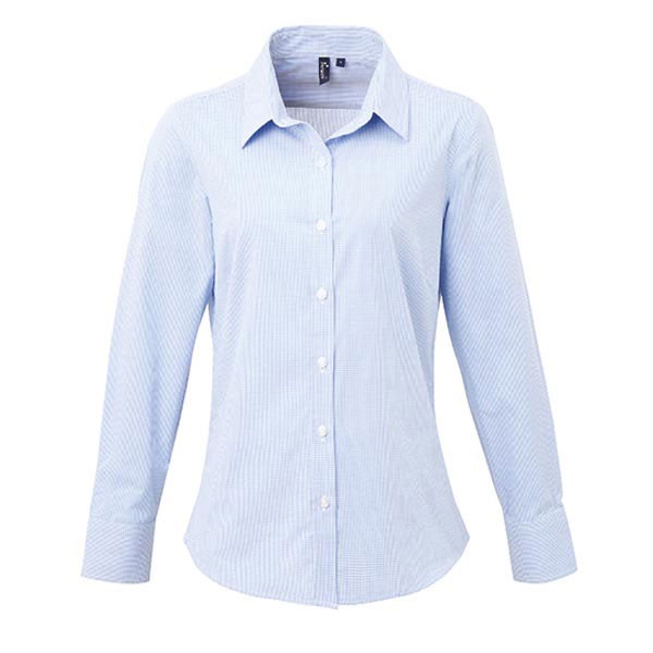 Premier Workwear Ladies` Microcheck (Gingham) Long Sleeve Shirt PW320