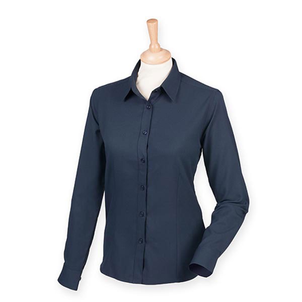 Henbury Ladies` Wicking Long Sleeve Shirt W591
