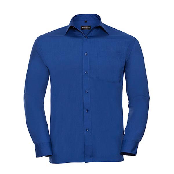 Russell Collection Men`s Long Sleeve Classic Polycotton Poplin Shirt Z934