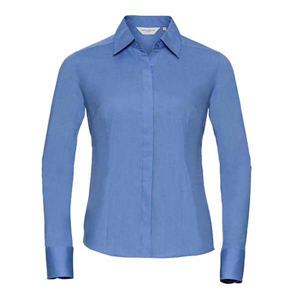 Russell Collection Ladies` Long Sleeve Fitted Polycotton Poplin Shirt Z924F