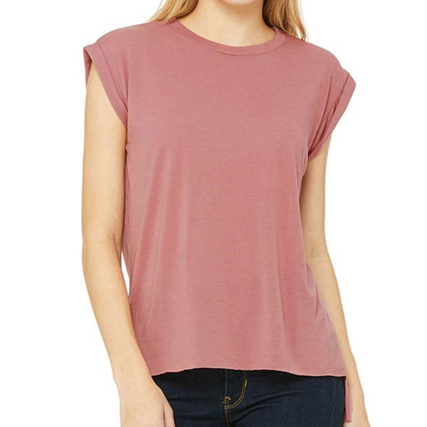 Bella Women`s Flowy Muscle Tee with Rolled Cuff BL8804