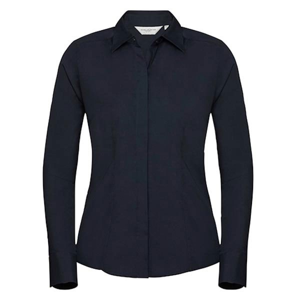 Russell Collection Ladies` Long Sleeve Fitted Polycotton Poplin Shirt Z924F