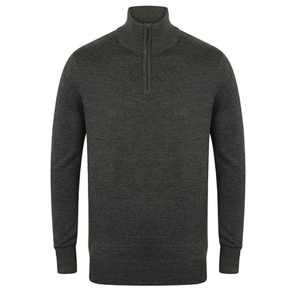 Henbury Men`s Quarter Zip Jumper W729