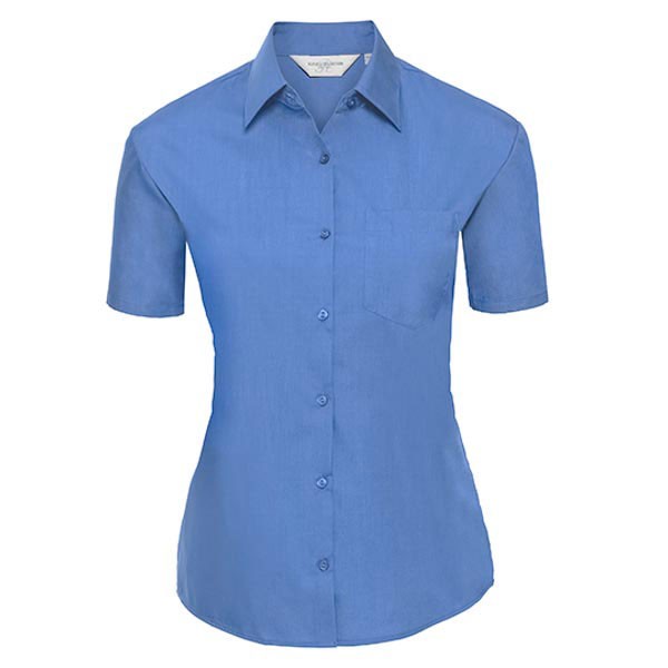Russell Collection Ladies` Short Sleeve Classic Polycotton Poplin Shirt Z935F