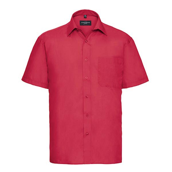 Russell Collection Men`s Short Sleeve Classic Polycotton Poplin Shirt Z935