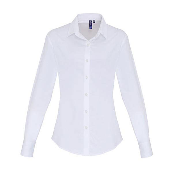 Premier Workwear Ladies Stretch Fit Cotton Poplin Long Sleeve Shirt PW344