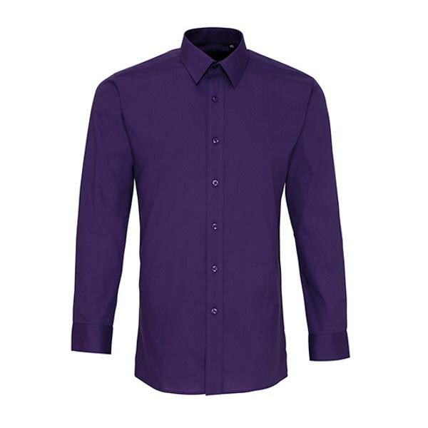 Premier Workwear Men`s Long Sleeve Fitted Poplin Shirt PW204