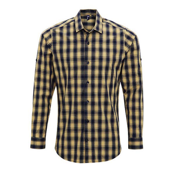 Premier Workwear Men`s Mulligan Check Cotton Long Sleeve Shirt PW250