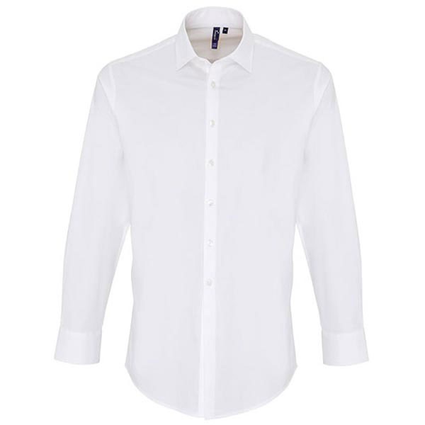 Premier Workwear Mens Stretch Fit Poplin Long Sleeve Cotton Shirt PW244