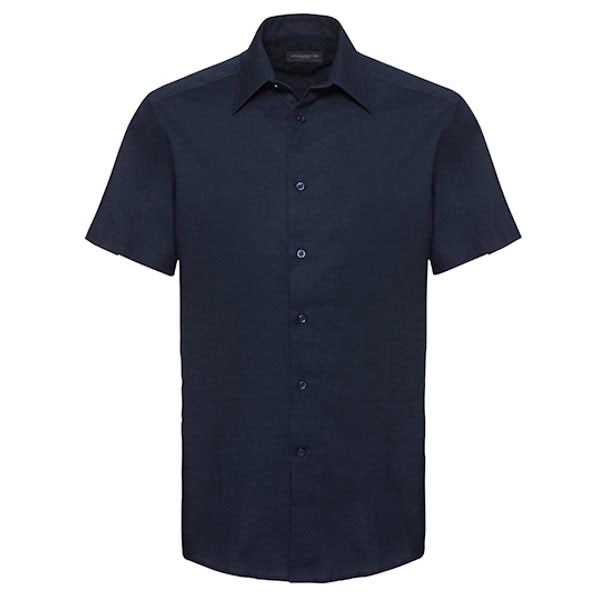 Russell Collection Men`s Short Sleeve Tailored Oxford Shirt Z923